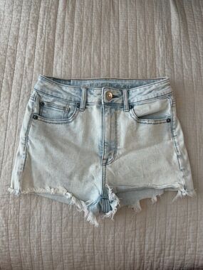 American Eagle Outfitters Pale Blue Frayed Hem Denim Shorts
